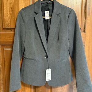 NET Express Women's Gray Single-Button Blazer